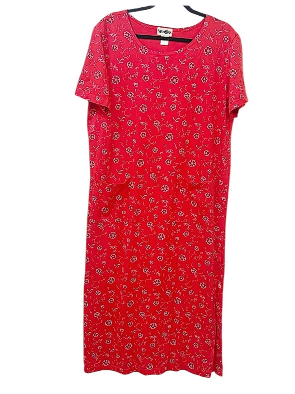 Vintage WINONA made in USA Maxi Red T-shirt Dress  Size XL